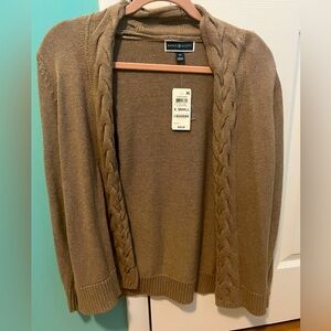 Karen Scott Cable & Gauge Tan Cardigan Sweater